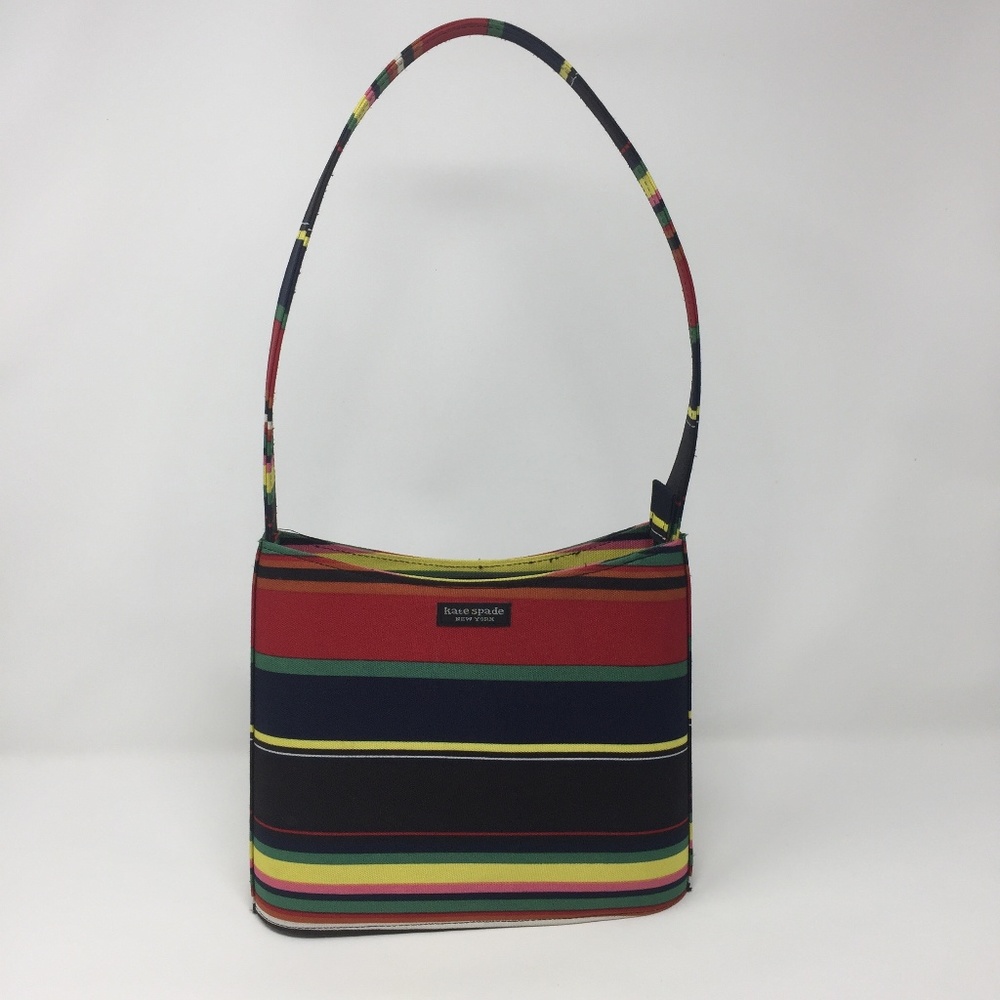 Kate Spade Blue/Red Stripe Zipper Shoulder Handbag